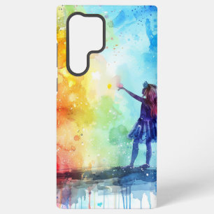 Coque Samsung Galaxy Aquarelle arc-en-ciel Fée avec éclaboussure de cou