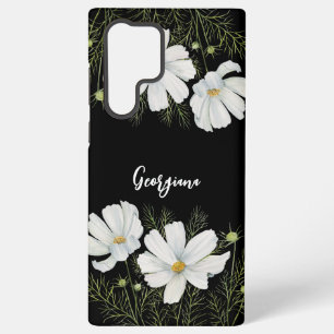 Coque Samsung Galaxy Aquarelle Blanc Cosmos Fleurs Peinture Botanique