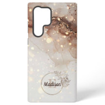 Aquarelle Marbrée avec Accents de Paillettes