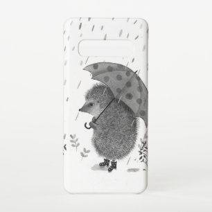 Coque Samsung Galaxy S10 Aquarelle mignonne Hérisson Rainy Day Whimsical