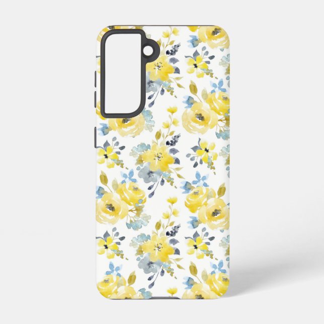 Coque Samsung Galaxy Aquarelle Motif Floral Jaune (Verso)