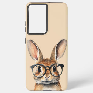 Coque Samsung Galaxy Aquarelle Portrait Joli Lapin Avec Verres