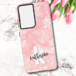 Coque Samsung Galaxy Aquarelle rose chic moderne Initiales Monogramme<br><div class="desc">Un fond d'aquarelle rose pâle et doux fournit la toile pour un boîtier monogramme mignon et contemporain, avec initiales et nom. La palette de couleurs noir et blanc du monogramme, composée de polices modernes propres mélangées à une police de script, dégage un charme simple mais amusant. Que vous souhaitiez utiliser...</div>