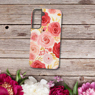 Coque Samsung Galaxy Aquarelle rose rouge Roses Fleurs florales