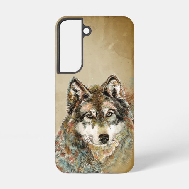 Coque Samsung Galaxy Aquarelle Wolf Loups Faune Nature Art (Verso)