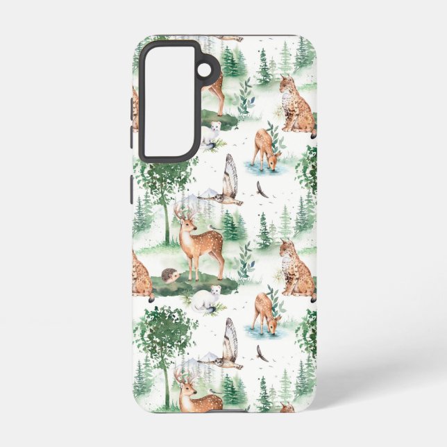 Coque Samsung Galaxy Aquarelle Woodland Baby Motif animal (Verso)