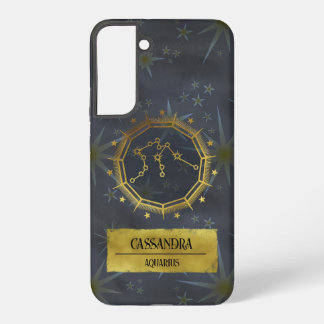 Coque Samsung Galaxy Aquarius Dark Zodiac Astrologie : Noir & Or