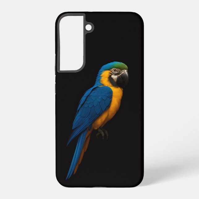 Coque Samsung Galaxy Ara bleu et jaune Macaw Galaxy S22 Plus Noir 4 Lux (Verso)