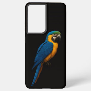 Coque Samsung Galaxy Ara noir 4 Luxe Galaxy S21 Plus, Ara bleu et jaune