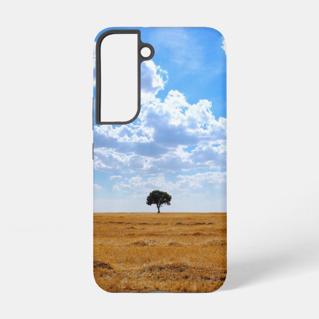 Coque Samsung Galaxy Arbre dans un champ de blé récolté (Verso)