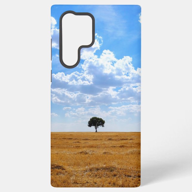 Coque Samsung Galaxy Arbre dans un champ de blé récolté (Verso)