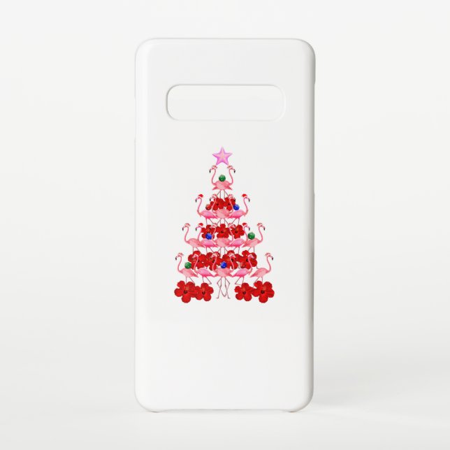 Coque Samsung Galaxy Arbre de Noël Père Noël Pink Flamant rose (Dos)