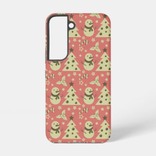 Coque Samsung Galaxy Arbres de Noël rétro sucre de canne étoile aux bai