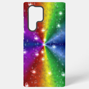 Coque Samsung Galaxy Arc-en-ciel en cuir d'éléphant optique, gouttes de