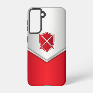 Coque Samsung Galaxy Argent et Bouclier rouge avec épées croisées