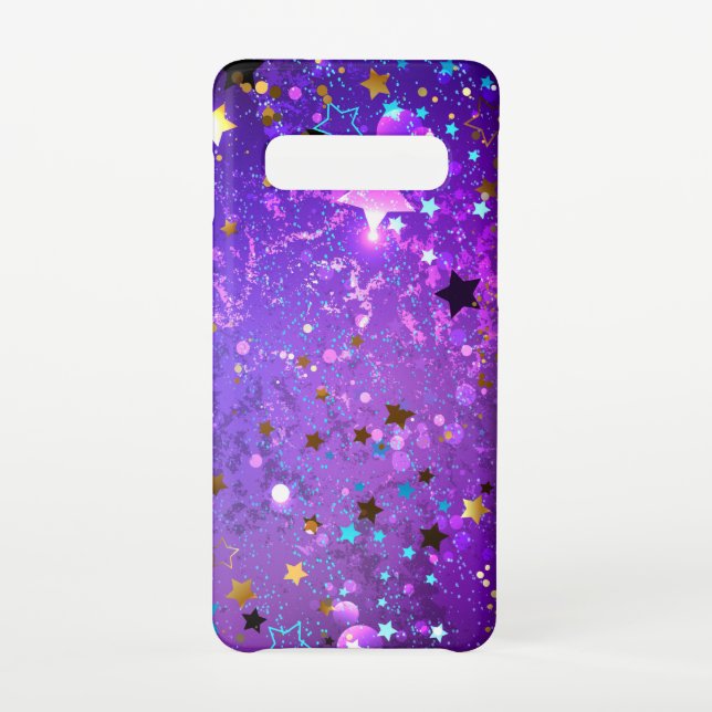 Coque Samsung Galaxy Arrière - plan de feuille violet avec étoiles (Dos)