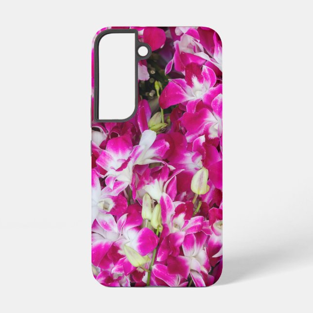 Coque Samsung Galaxy Arrière - plan de fleurs d'orchidées violettes (Verso)
