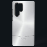 Coque Samsung Galaxy Arrière - plan en argent métallique minimaliste<br><div class="desc">Image simple,  moderne et élégante d'un arrière - plan métallique en argent. Un accent rayé argenté.</div>