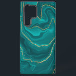 Coque Samsung Galaxy Arrière - plan en marbre liquide turquoise avec or<br><div class="desc">Marbre liquide turquoise design arrière - plan avec des éléments dorés,  design moderne tendance.</div>