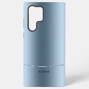 Coque Samsung Galaxy Arrière-plan métallique bleu minimaliste monogramm