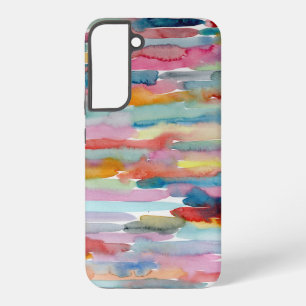 Coque Samsung Galaxy Art Abstrait Coloré Traits de Pinceau Aquarelle