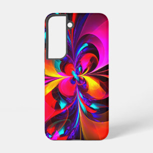 Coque Samsung Galaxy Art abstrait floral moderne motif rouge bleu #07