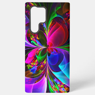 Coque Samsung Galaxy Art abstrait floral moderne motif rouge bleu #12