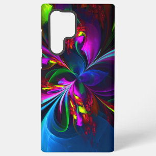 Coque Samsung Galaxy Art abstrait floral moderne motif rouge bleu #15