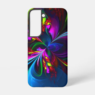 Coque Samsung Galaxy Art abstrait floral moderne motif rouge bleu #15