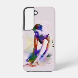 Coque Samsung Galaxy Art contemporain aquarelle Ballerine rose