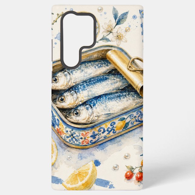 Coque Samsung Galaxy Art d'aquarelle de sardine sicilienne (Verso)