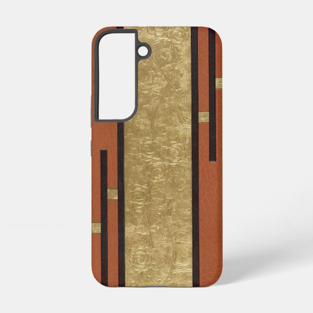 Coque Samsung Galaxy Art Déco En Or Et Tan (Verso)