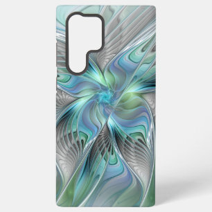 Coque Samsung Galaxy Art fractal fantaisiste papillon bleu vert abstrai