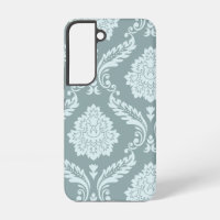 Art Rococo Damassé I Bleu Canard Œuf+Turquoise