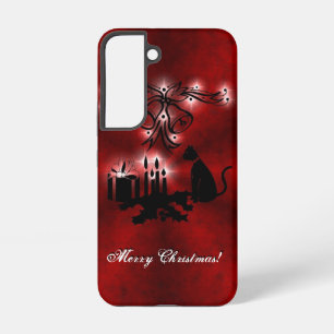 Coque Samsung Galaxy Artdeco de Noël avec chat noir