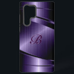 Coque Samsung Galaxy Aspect d'aluminium brossé violet brillant<br><div class="desc">Aspect brillant violet métallique brossé aluminium. monogramme personnalisé et optionnel. Design cool masculin. Disponible sur d'autres produits. Image à l'aspect métallique et non pas du métal réel à la finition métallique.</div>