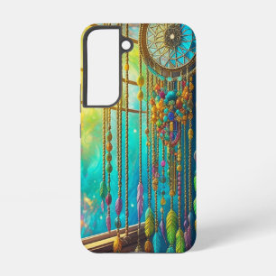 Coque Samsung Galaxy Attrape-rêve mystique dans la fenêtre violet vert