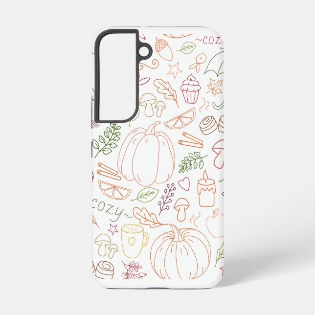 Coque Samsung Galaxy Automne Motif douillet Doodle - Automne Citrouille (Verso)