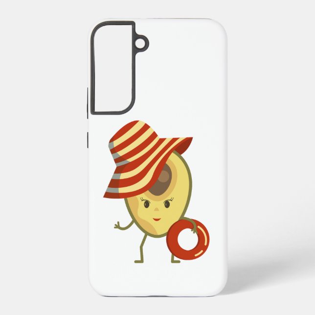 Coque Samsung Galaxy Avocado beach girl avec casquette de soleil et ann (Verso)