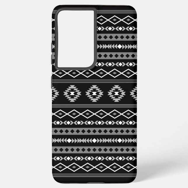 Coque Samsung Galaxy Aztec blanc gris noir Motifs mélangés Motif (Verso)