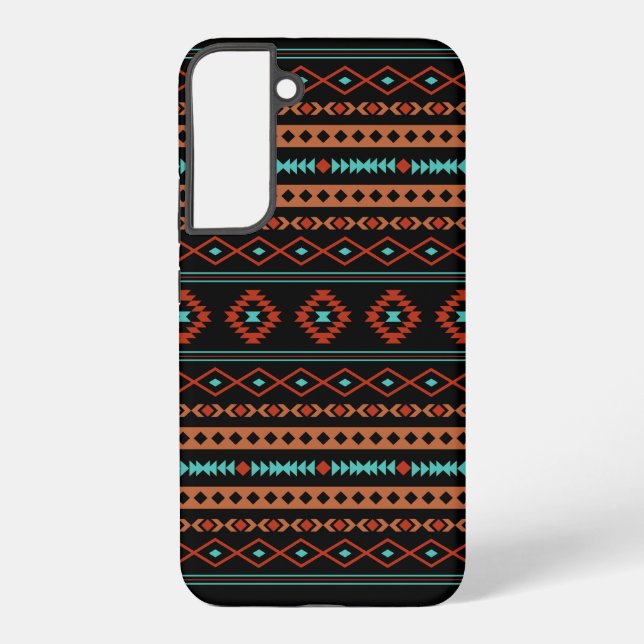 Coque Samsung Galaxy Aztec Rusts Turquoise Noir Motifs mélangés Motif (Verso)