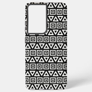 Coque Samsung Galaxy Aztec Triangles+Motif Carré blanc sur noir