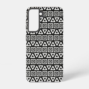 Coque Samsung Galaxy Aztec Triangles+Motif Carré blanc sur noir