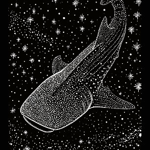Coque Samsung Galaxy Baleine requin céleste noir blanc étoiles points a
