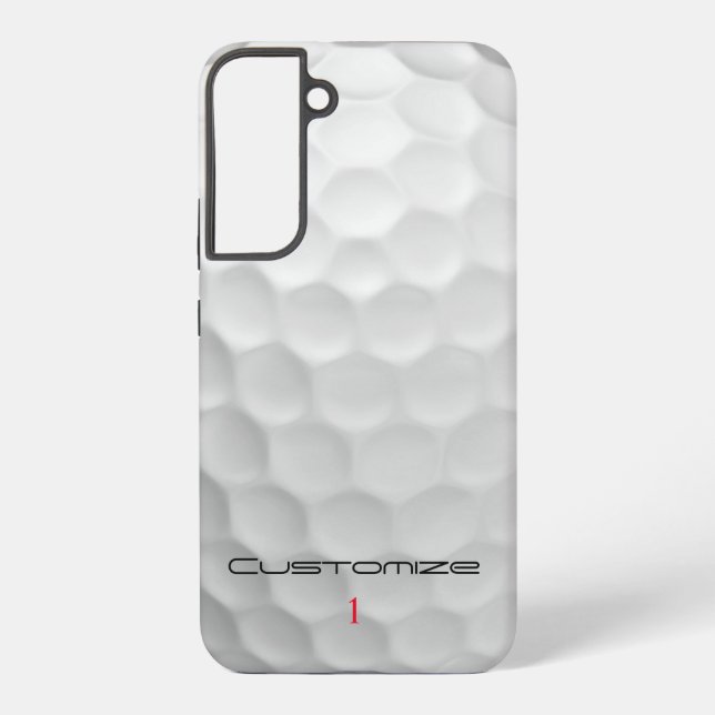 Coque Samsung Galaxy Balle de golf blanche texturée avec nom et numéro  (Verso)