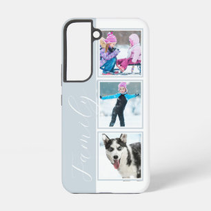 Coque Samsung Galaxy Bande multi-photos de famille en bleu poudre