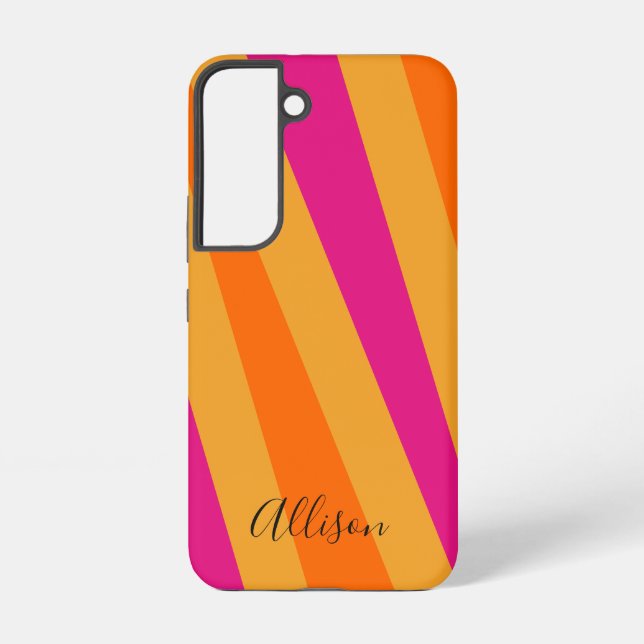 Coque Samsung Galaxy Bandes rétro Gras Rose orange (Verso)