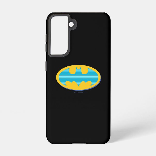 Coque Samsung Galaxy Batman | Symbole Cyan Stripes (Verso)