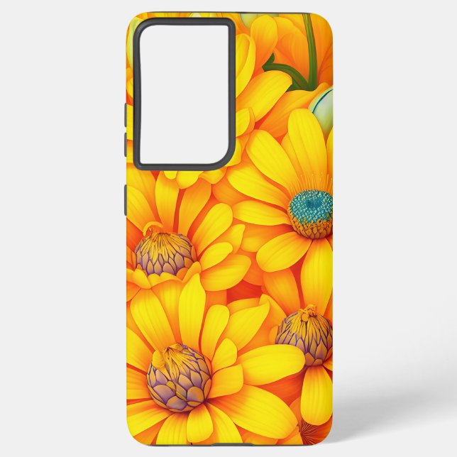 Coque Samsung Galaxy Beau motif à fleurs jaunes (Verso)