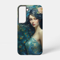 Beauté de la plume de paon : Femme en sarcelle et